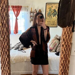 Johnny Was Black Floral Velvet Jacket